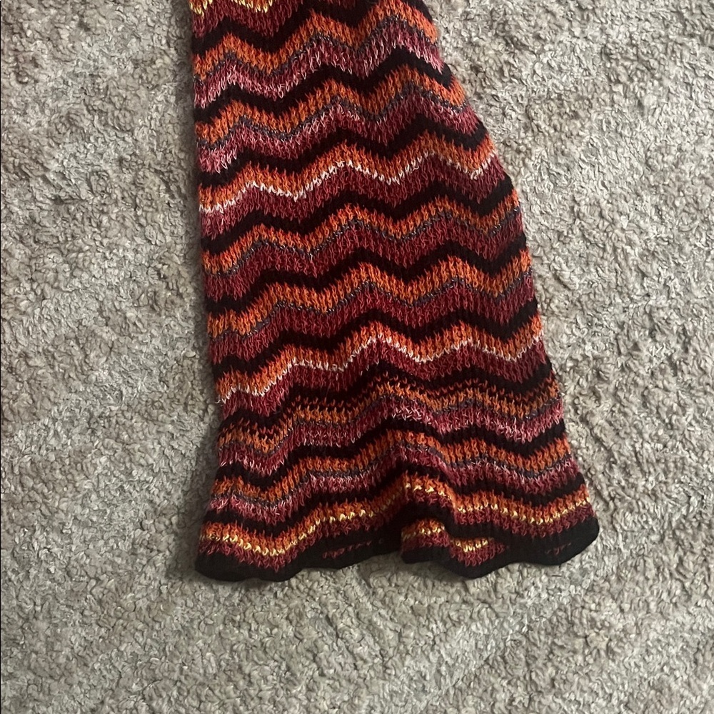 Free People Ziggy Zig Zag Tunic Style Mockneck Mini Dress Orange and Black Small - Picture 7 of 10